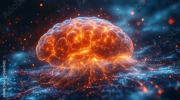 Fototapeta Active brain illustration technology digital