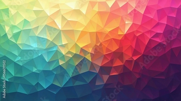 Fototapeta Colorful Geometric Low Poly Background with Rainbow Gradient and Abstract Triangles.
