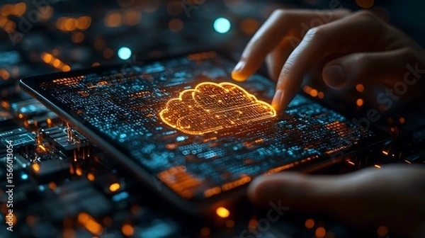 Fototapeta Digital cloud computing interface technology