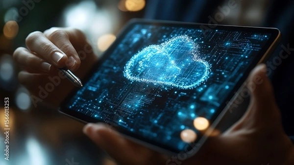 Fototapeta Cloud computing tablet display illustration