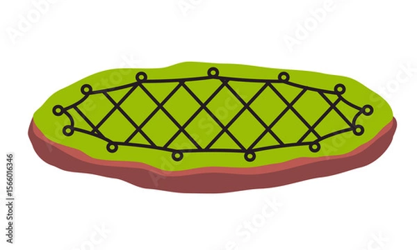 Obraz animal snare trap laid flat on a patch of green grass primitive or traditional method of trapping animals in the wild