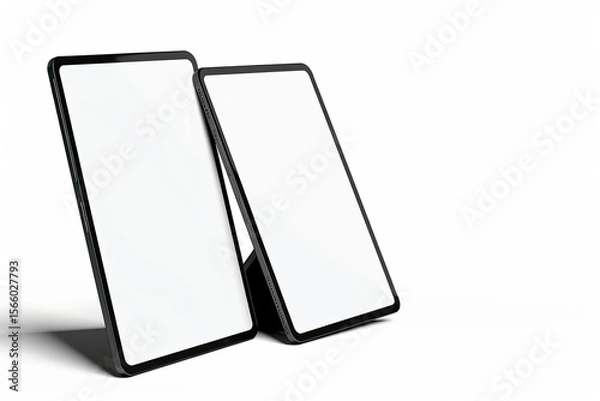 Fototapeta High Resolution Visual of Two Tablet Computers, Isolated on White Background