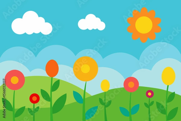 Obraz A Bright Sunny Meadow Filled With Various Colorful Wildflowers For A Cheerful Scene