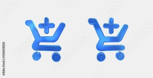 Fototapeta add shopping cart 3D icon on isolate white background