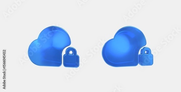 Fototapeta cloud lock 3D icon on isolate white background