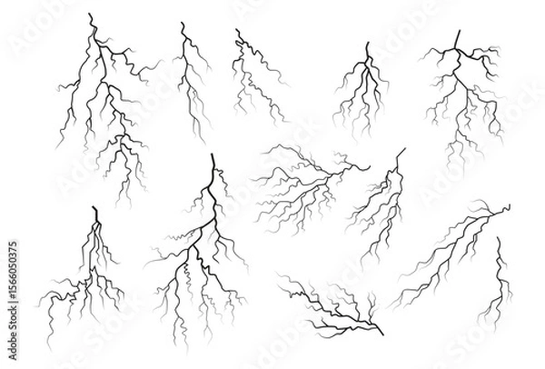 Fototapeta Lightning vector thunder, power energy, flash bolt
