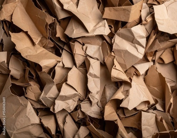 Fototapeta Crumpled Brown Paper Background Close-Up for Textures and Patterns