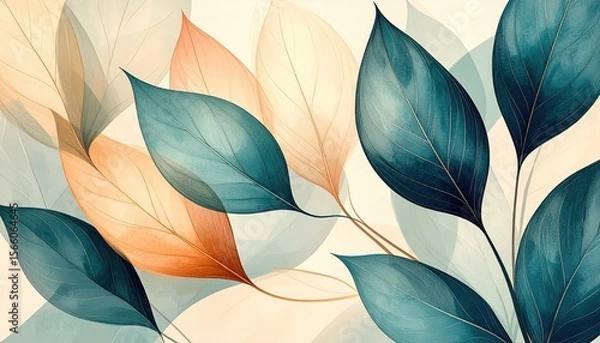 Fototapeta Colorful Leaves Arrangement with Soft Pastel Background Design