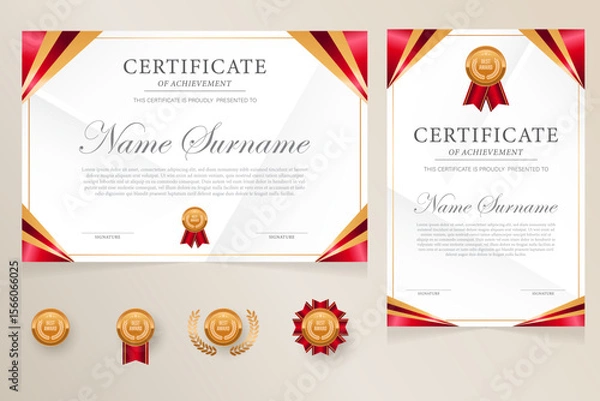 Obraz Certificate of award template, charter. Corporate, school achievement design elements.
