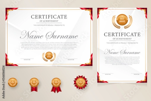 Obraz Certificate of award template, charter. Corporate, school achievement design elements.