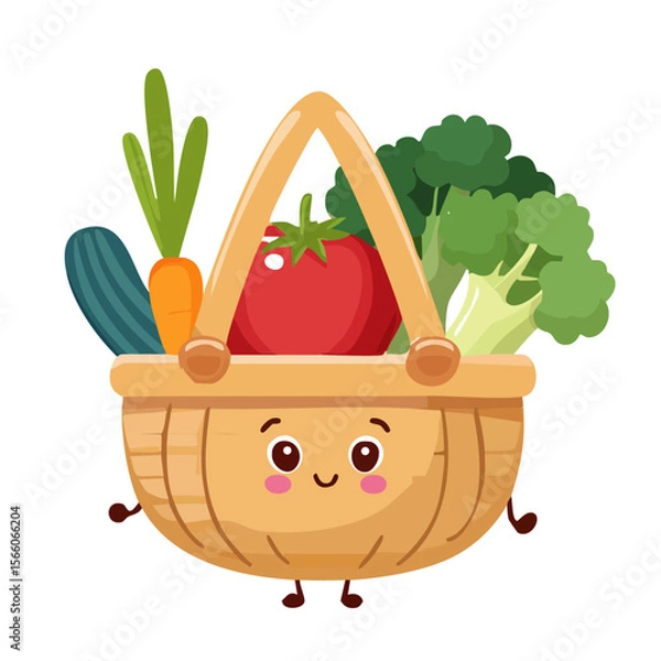 Obraz 可愛い野菜とかごのキャラクターイラスト