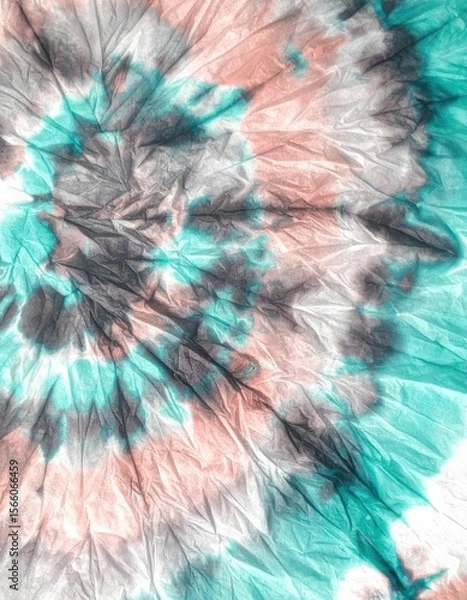 Fototapeta Colorful Tie-Dye Pattern with Swirls of Teal, Pink, and Black Hues