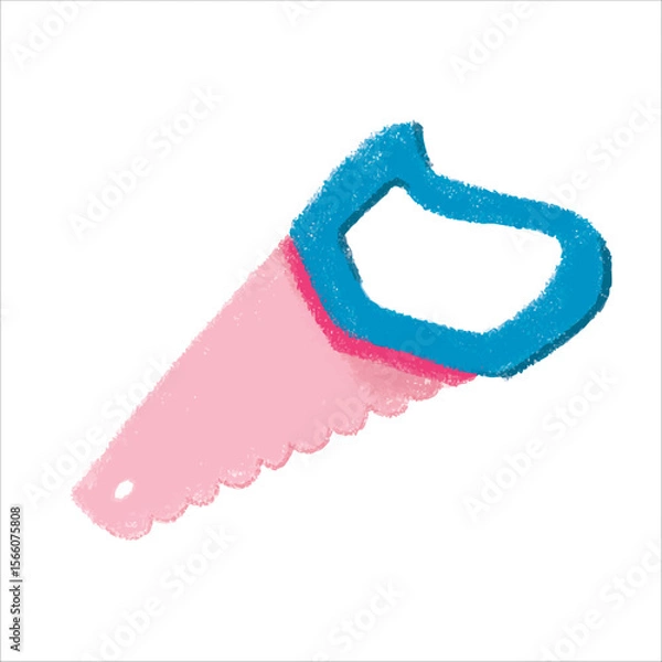 Fototapeta Saw Illustration with crayon style editable for cards, poster decorations, t-shirt prints, stickers, icons and others