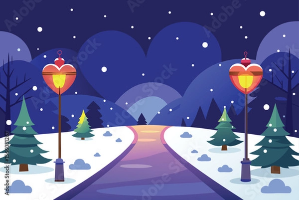 Obraz christmas night landscape with snow