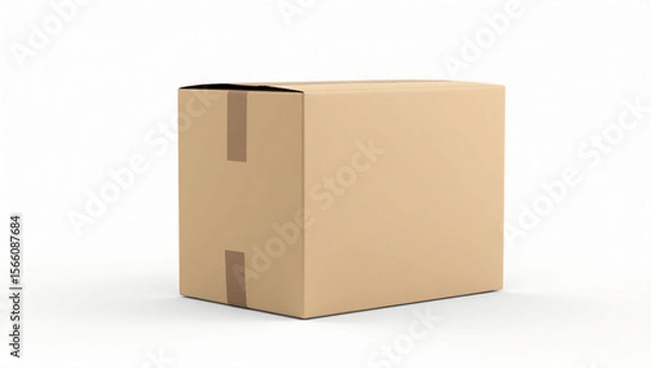 Obraz Editable Shipping Parcel Mockup with Delivery Labels Isolated on White