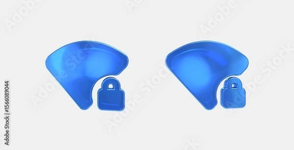Fototapeta wifi lock 3D icon on isolate white background