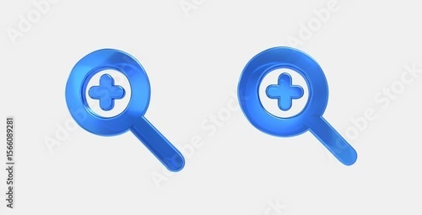 Fototapeta zoom in 3D icon on isolate white background