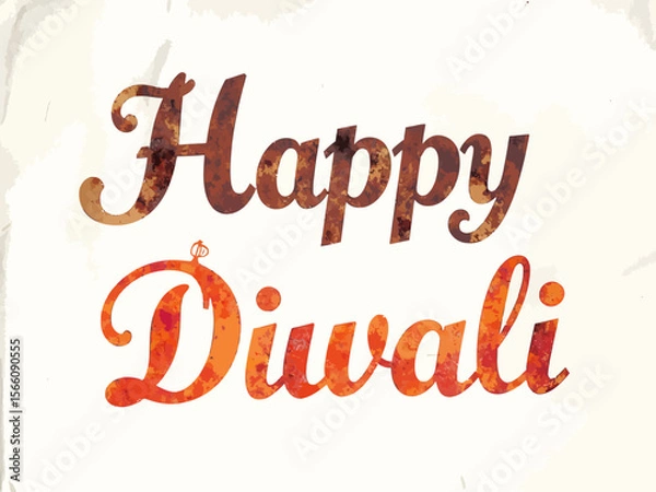 Fototapeta india Happy on top, elegant script font Diwali below, retro 80s and 90s style 