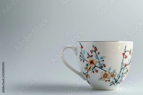 Fototapeta High Resolution of a Tea Cup with a Flower Pattern on it
