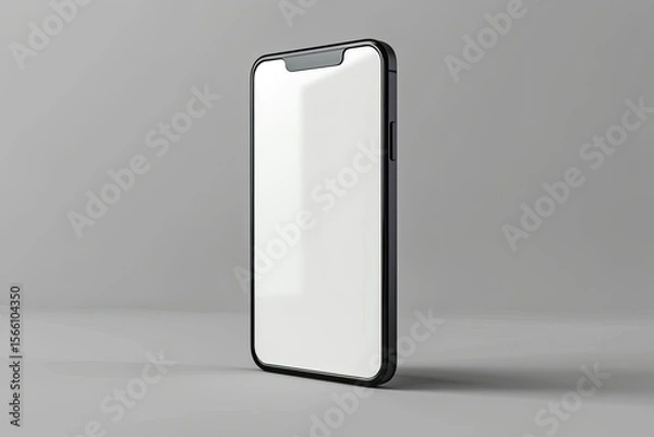 Fototapeta Smartphone Mockup with Blank Screen Isolated on Gray Background 3D Rendering