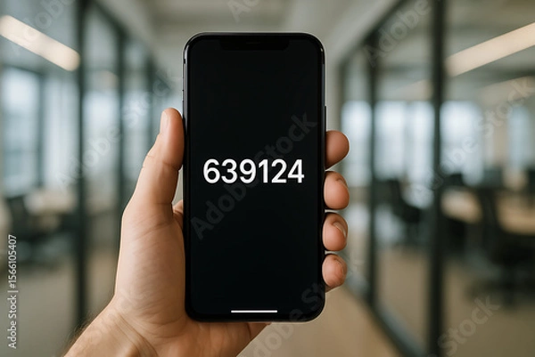 Obraz MFA Code on Mobile Screen – Digital Security and Authentication Concept