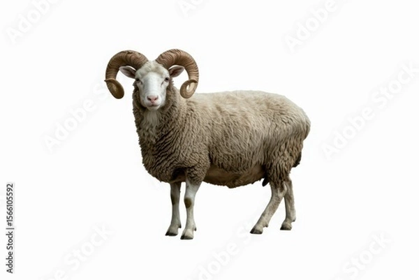 Fototapeta Horned sheep isolated on transparent background isolated, white background