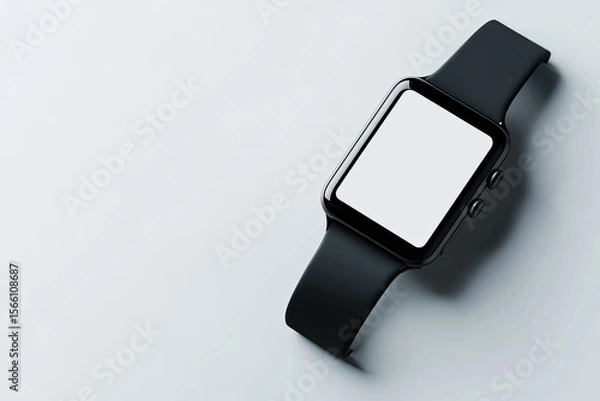Fototapeta High Quality Image of High Angle View of Smart Watch Against White Background