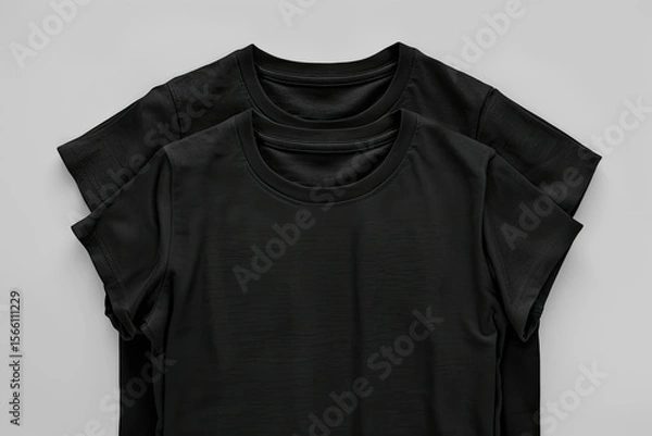 Fototapeta Clear Pixel Picture of Isolated Pack of Black Tshirts Front View