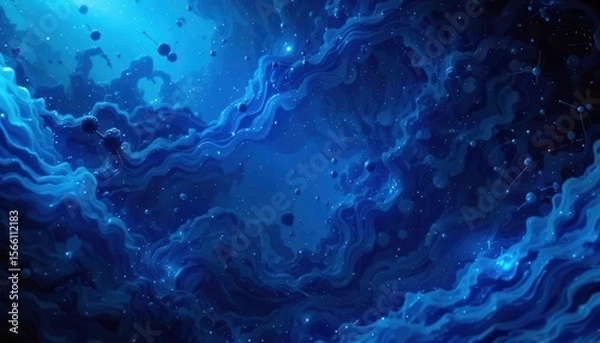 Obraz Creative abstract background for computer monitors featuring deep blue tones and swirling patterns