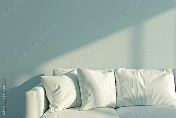 Fototapeta Vibrant Picture of a Living Room with a White Couch and a White Picture Frame