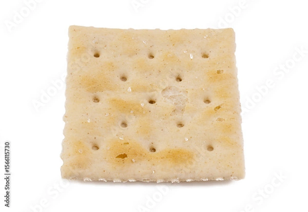 Fototapeta Square Savory Cracker with Salt Sprinkles - Crispy Snack Biscuits Isolated on White Background