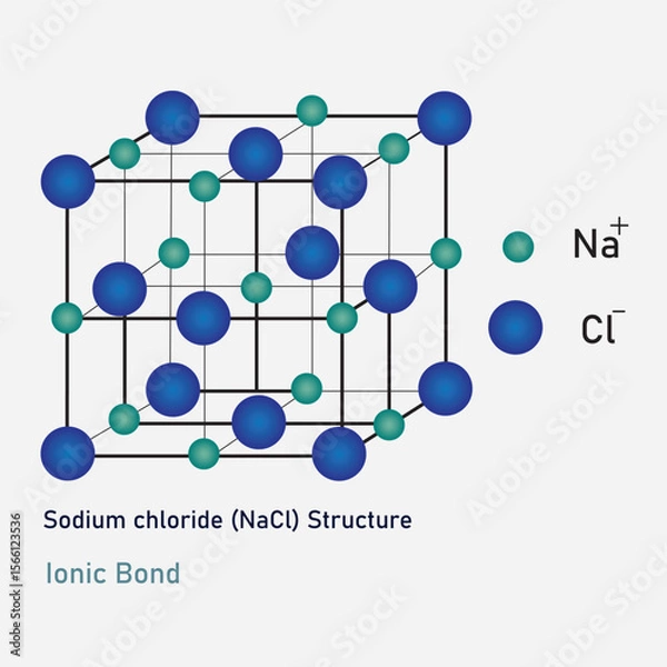 Fototapeta The infographic of sodium chloride (NaCl) structure present the ionic bond.