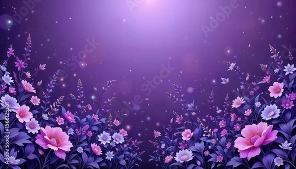 Obraz Beautiful purple floral background for computer monitors and digital devices
