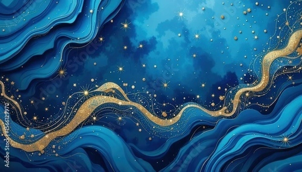Obraz Create beautiful computer monitor backgrounds with stunning blue and gold abstract design