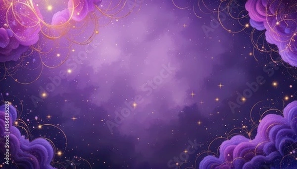 Obraz Beautiful purple background with clouds and stars ideal for computer screens