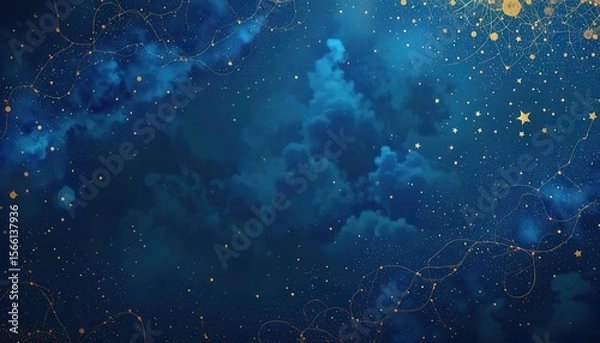 Obraz Beautiful blue and gold starry sky computer background for modern desktops