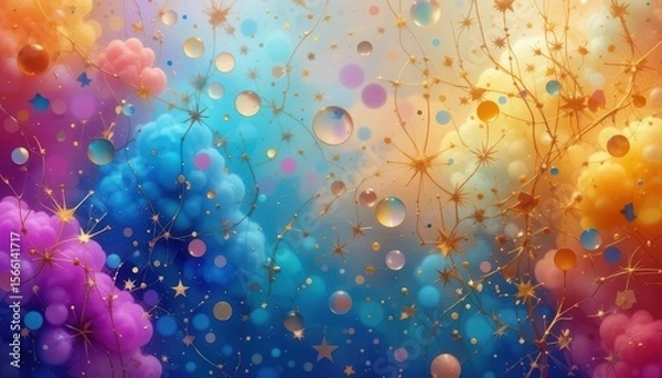 Obraz Background design featuring colorful clouds and sparkling elements for computer monitors