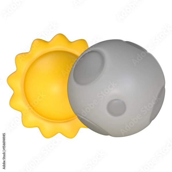 Obraz This 3D illustration depicts a captivating eclipse, showcasing the moon partially obscuring the sun and casting a shadow.