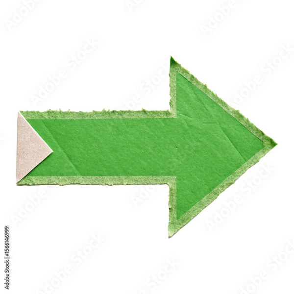 Fototapeta Bold Green Torn Tape Arrow Pointing Right on White Background