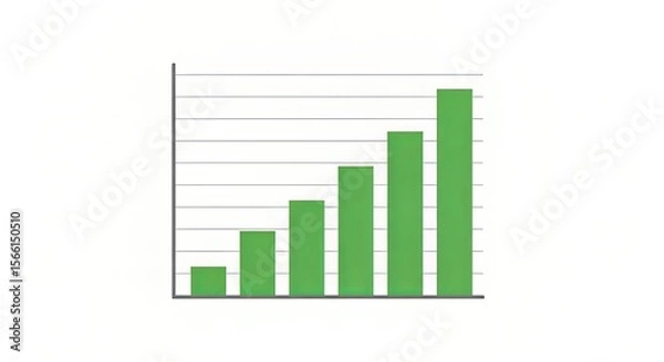 Obraz Green bar graph showing upward trend and growth over time on a white background