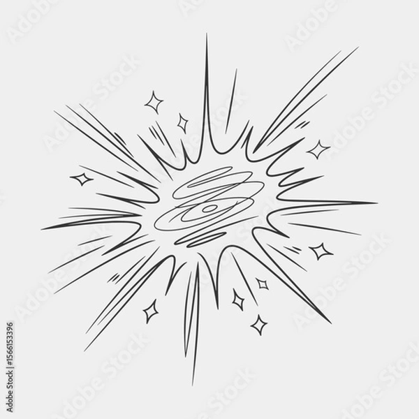 Obraz A black and white drawing of a fireworks explosion with a lot of stars.