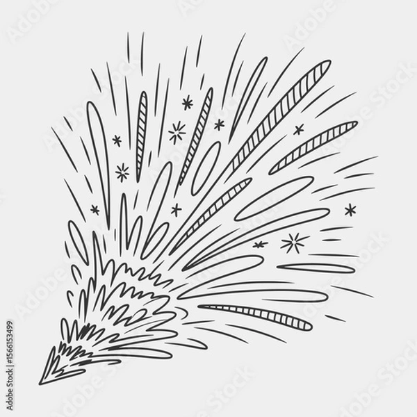 Obraz A black and white drawing of a fireworks explosion with a lot of stars.