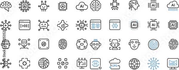 Obraz ai icons set of vector 