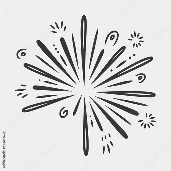 Obraz A black and white drawing of a fireworks explosion with a lot of stars.