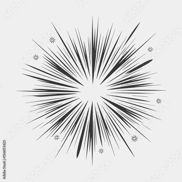 Obraz A black and white drawing of a fireworks explosion with a lot of stars.