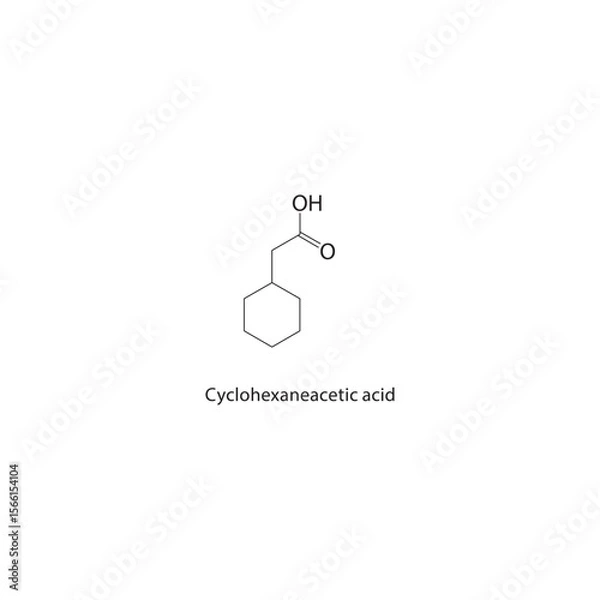 Fototapeta Cyclohexaneacetic acid skeletal structure. carboxylic acid compound schematic illustration. Simple diagram, chemical formula.