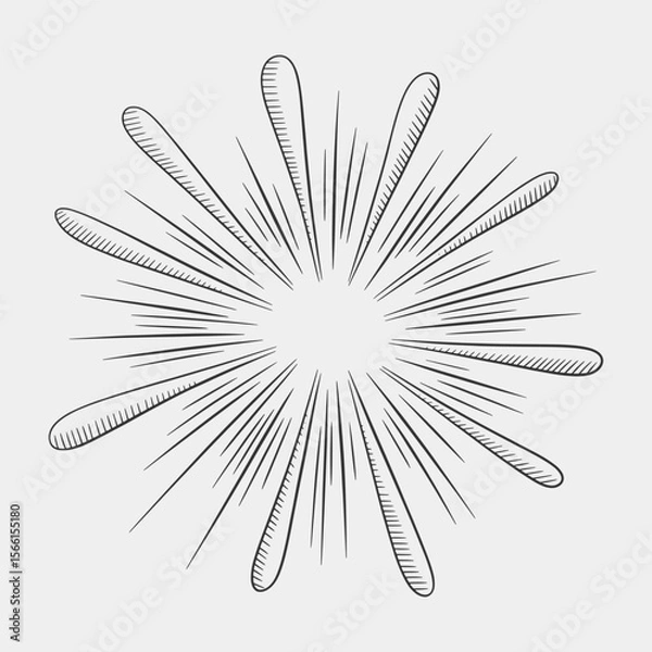 Obraz A black and white drawing of a fireworks explosion with a lot of stars.