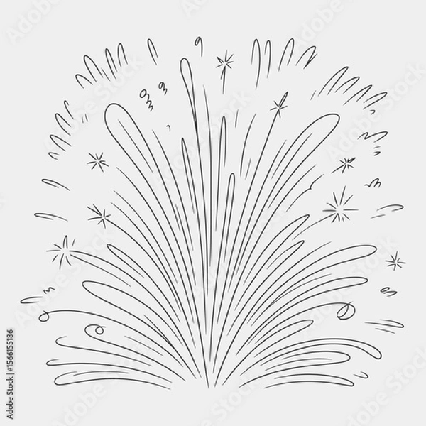 Obraz A black and white drawing of a fireworks explosion with a lot of stars.