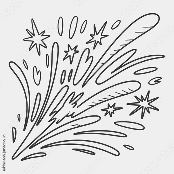 Obraz A black and white drawing of a fireworks explosion with a lot of stars.