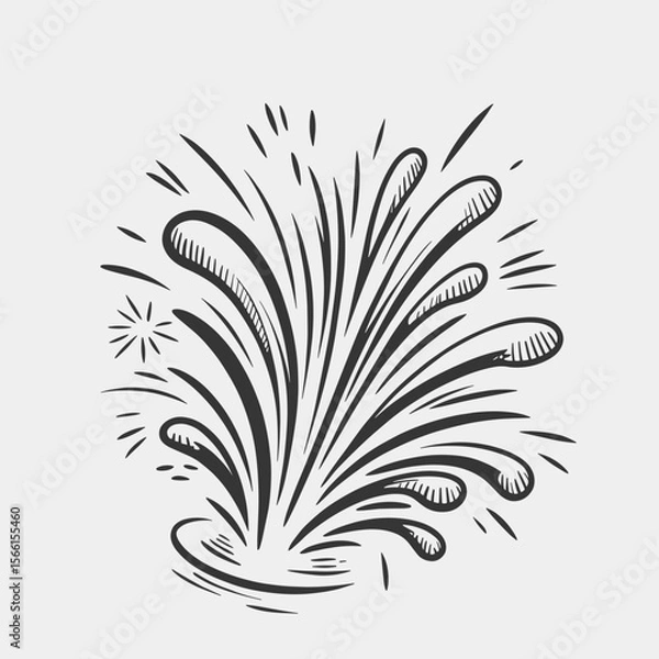 Obraz A black and white drawing of a fireworks explosion with a lot of stars.